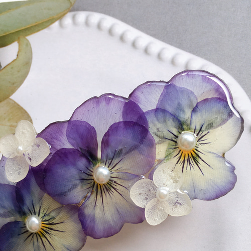 ビオラの押し花バレッタ その他ヘアアクセサリー ぴゅあ 通販 13871260