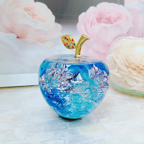 青りんごハーバリウム♡林檎 プレゼントギフトにも ハーバリウム・植物