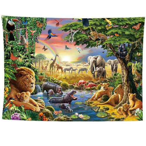 新作！タペストリー17 ジャングル サファリ 動物の楽園 アート
