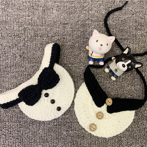 猫&犬&用襟型ペット vネック/蝶結び首輪☆紳士スカーフ☆Creema新作