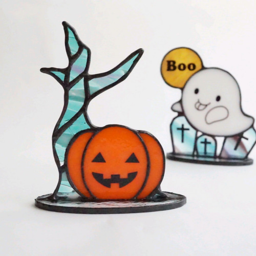 ハロウィン ジャックオーランタン ステンドグラス☆送料無料