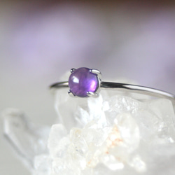 4mmアメジスト 大粒宝石質AAA天然石　リング　誕生日　母の日　クリスマス　プレゼント　シンプル　2月誕生石　指輪　紫 5枚目の画像