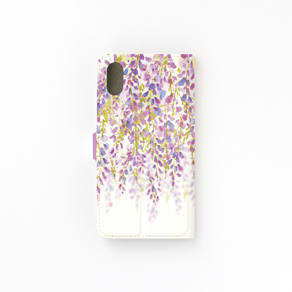 [附相機孔] iPhone/Android 相容 紫藤花 [翻蓋式智慧型手機外殼] 花卉圖案 15 pro 14 Xperia 第3張的照片