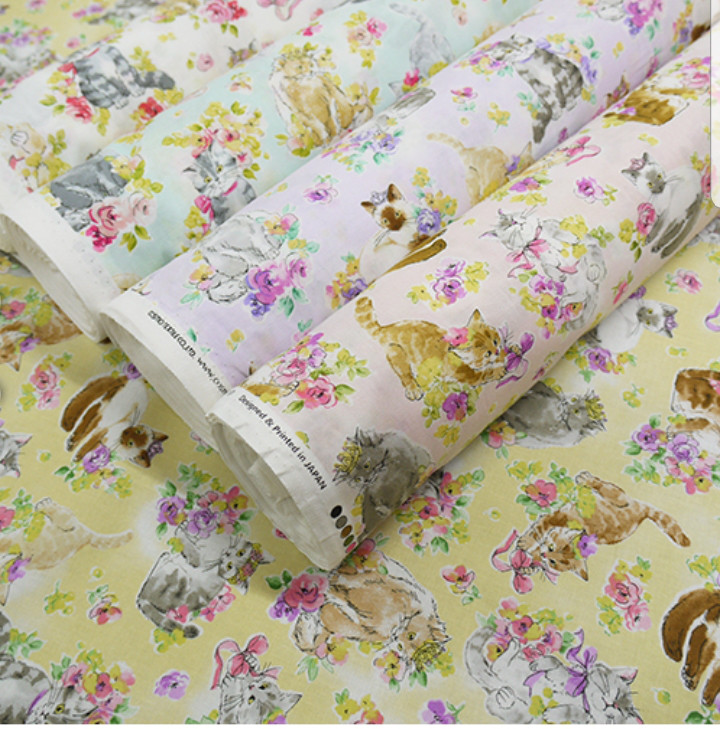 水彩画風猫柄【オーダー生地見本】