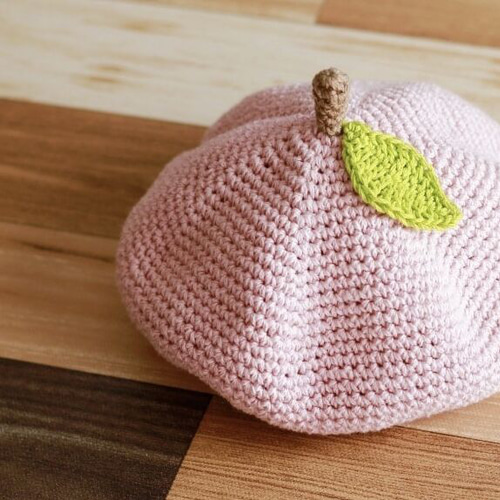手編みのくだものベレー帽（コットン）】ベビー・キッズ・レディース