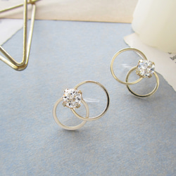Double hoop bijou earring／pierce*3905* 8枚目の画像