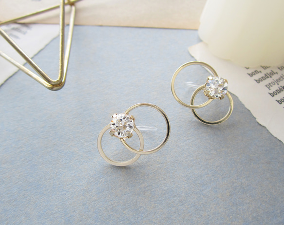 Double hoop bijou earring／pierce*3905* 8枚目の画像