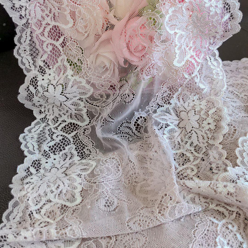 E23 両山鳩羽色花刺繍ストレッチレース レース生地 手芸用品 レース 