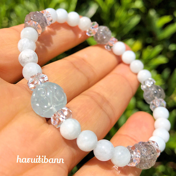 いちごウサギ様＊【良質】ラブラドライト 九尾狐 アクアマリン