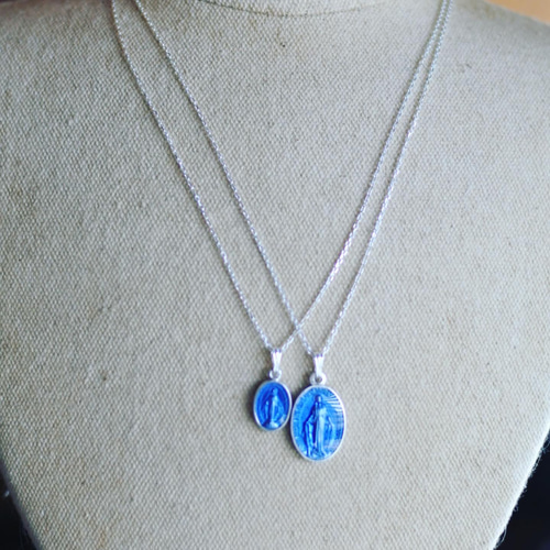 フランス・奇跡のメダイ教会正規品】 ブルーメダイ大 シルバー925