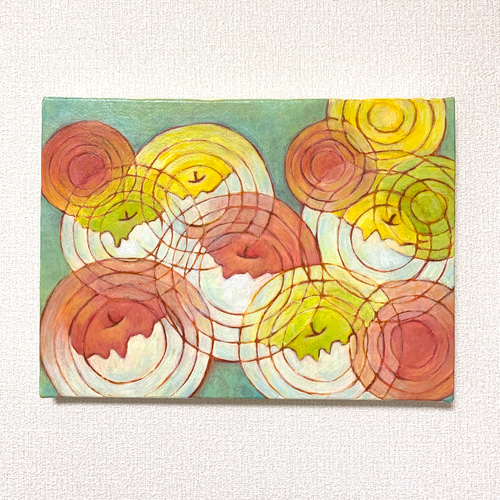 原画 油絵 水玉りんごIII リンゴのアート 抽象画 F4号 原画 油絵 水玉りんごIII リンゴのアート 抽象画 F4号