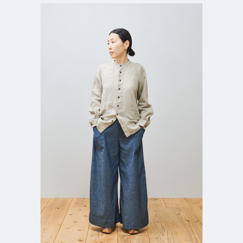 SALE】bighug リネンスタンドカラーシャツ○ナチュラル シャツ holy 