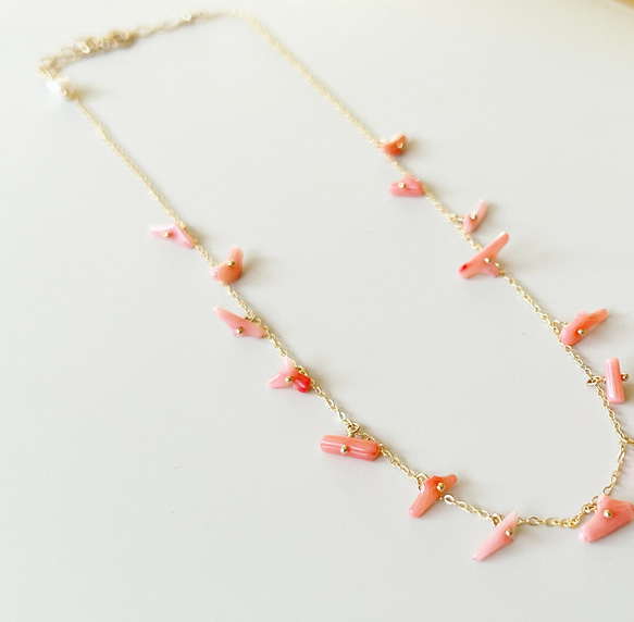 pink coral*necklace 2枚目の画像