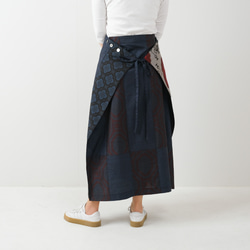 アンティーク大島紬の巻きスカート　サロン　オーバースカート　きものリメイク 3枚目の画像