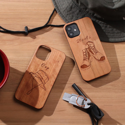 木製 iphoneケース おしゃれ キャンプシリーズ ブーツ 15 14 SE 12 かっこいい 13 mini 11 4枚目の画像