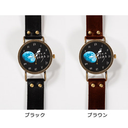 完売　【月の時計】「Lucky Moon」ベルト2色　手作り腕時計 3枚目の画像