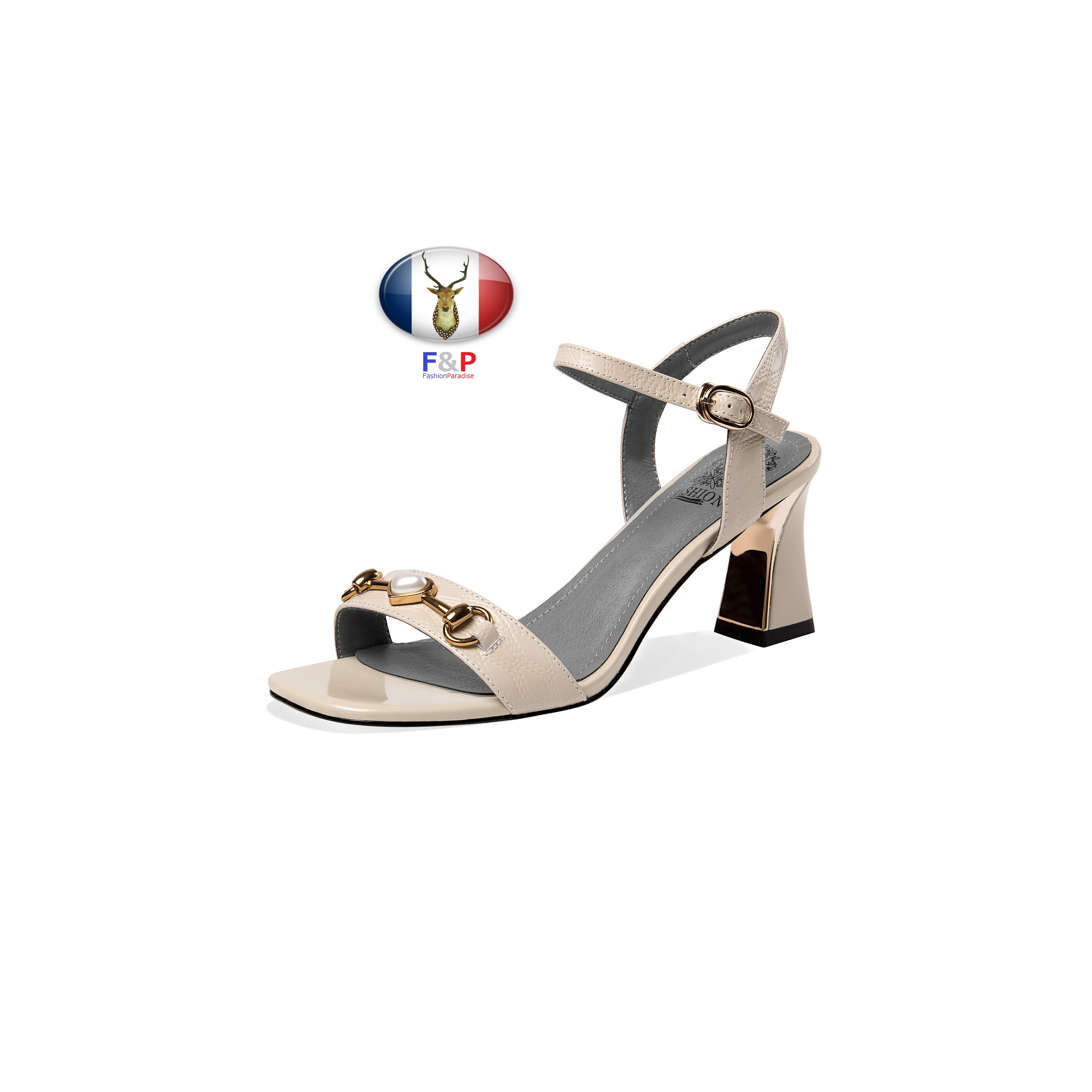 ハラコレザーハートメタリックビット付きセパレートサンダル全2色 8,676円