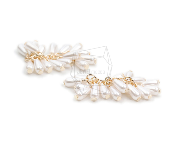 ERG-2058-G【2個入り】パールタッセルチャーム,Pearl Tassel Earring Charm 3枚目の画像