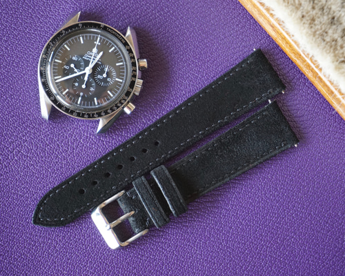 高級革使用』イングリッシュスウェード ブラック 時計ベルト Apple