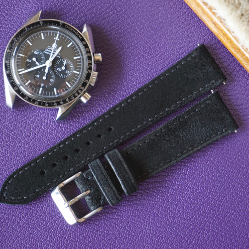 高級革使用』イングリッシュスウェード ブラック 時計ベルト Apple