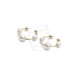 ERG-2061-G [2pieces] 珍珠圓形耳夾耳環 第2張的照片