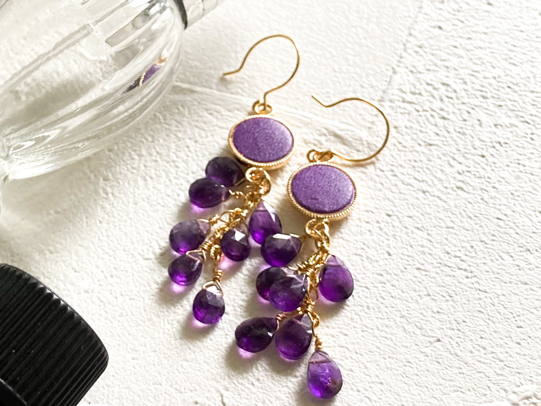 藤　香るピアス®/イヤリング　アロマアクセサリー　2月誕生石アメジスト