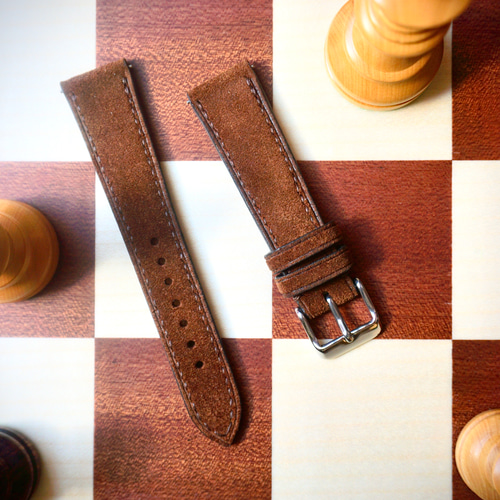 高級革使用』イングリッシュスウェード ブラウン 時計ベルト
