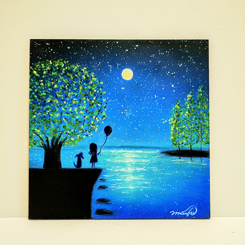 月あかり 心を沈め癒しのひとときを・・ チョークアート【原画