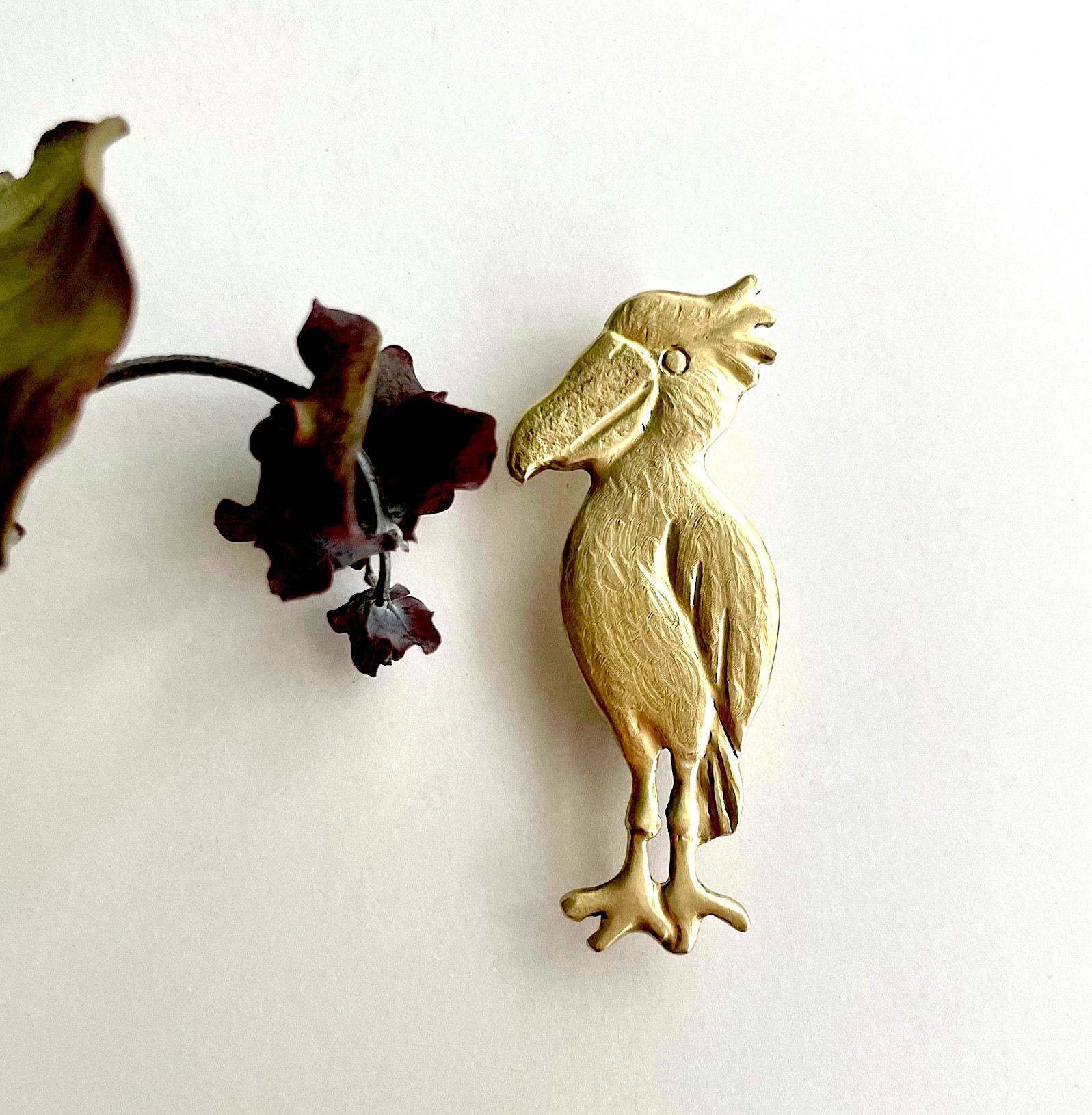 受注制作「ハシビロコウ」真鍮ブローチ