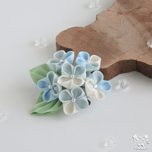 つまみ細工 紫陽花♡ベビーヘアクリップヘアゴム