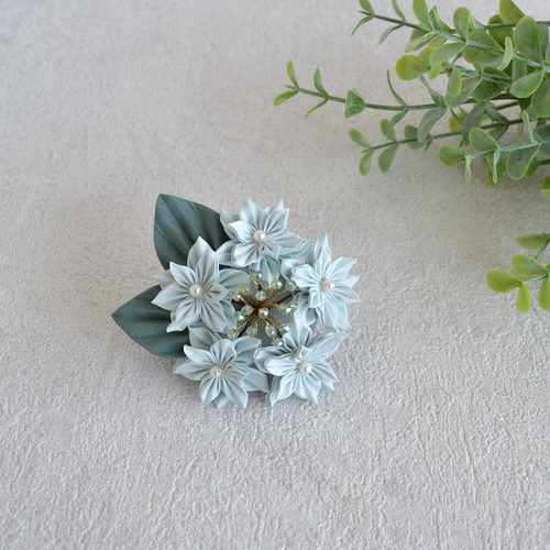 つまみ細工 紫陽花♡ベビーヘアクリップ ヘアゴム つまみ細工ヘア