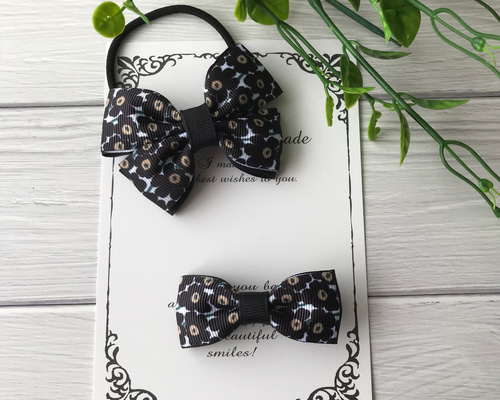 北欧風フラワーリボンの姉妹お揃いヘアアクセサリーセット