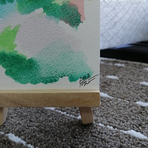 春のあたたかさ 』 原画 絵画 抽象画 透明水彩 ポストカード 展示 温泉