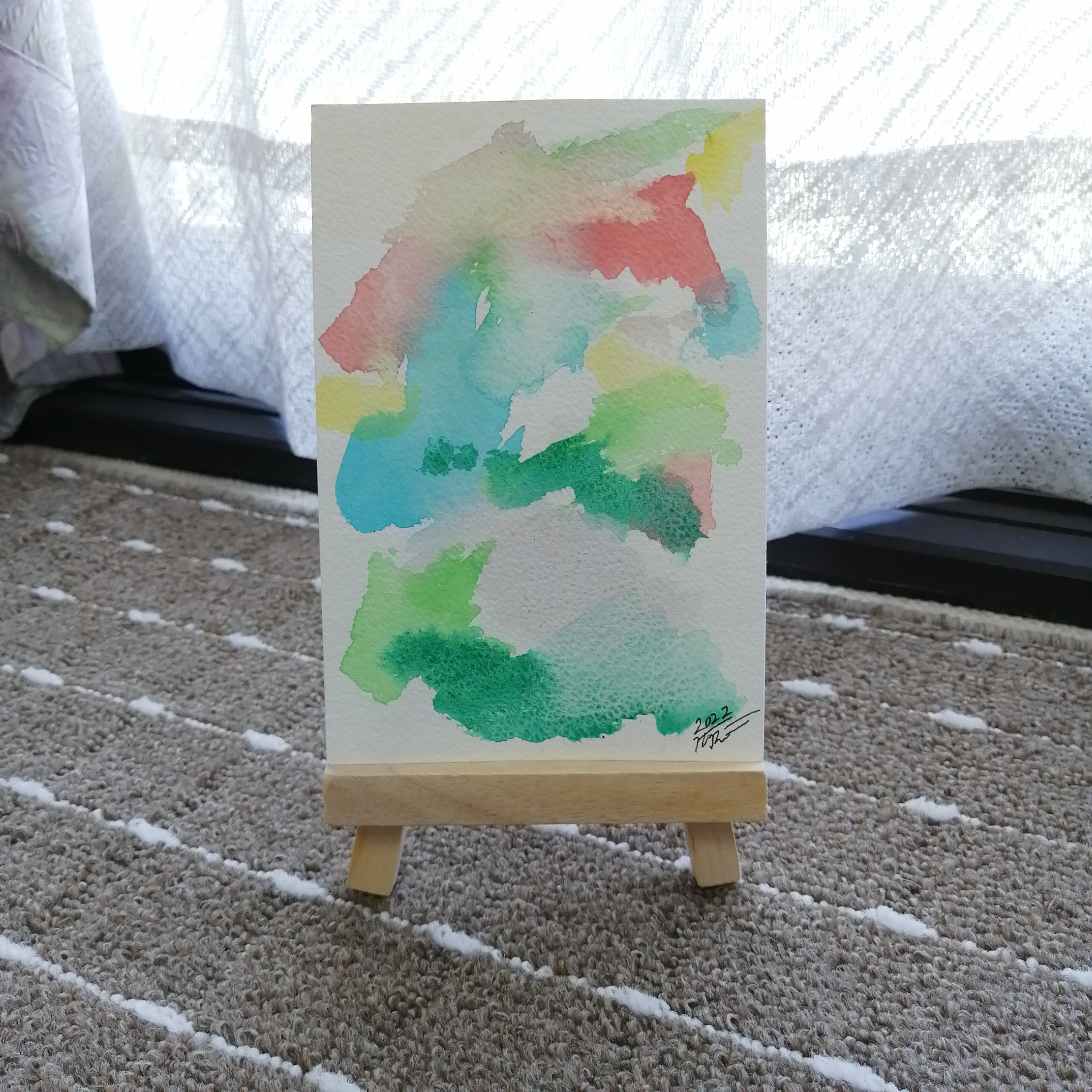 春のあたたかさ 』 原画 絵画 抽象画 透明水彩 ポストカード