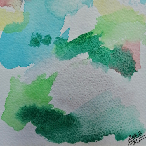 春のあたたかさ 』 原画 絵画 抽象画 透明水彩 ポストカード