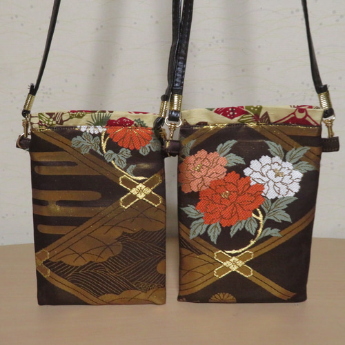 ご確認用　袋帯　生地　リメイク　ハンドメイド　スマホバッグ　ショルダー　バック 帯リメイクスマホショルダーバック肩掛け スマホポシェット