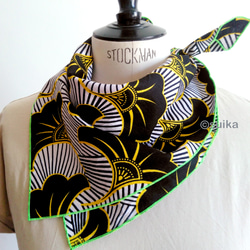 風呂敷・お弁当包み☆マルチクロス★送料無料☆南仏から★アフリカン・ファブリック☆いちょうの葉・ブラック 8枚目の画像