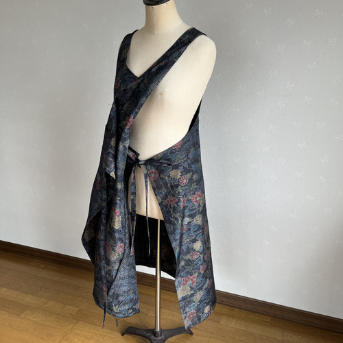 着物リメイク 紬のエプロンドレス エプロン Sewingroom Reico