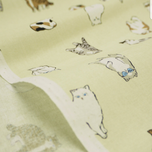 グラサン猫柄【オーダー生地見本】 - 訪問着・付け下げ