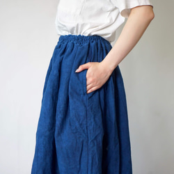 褶皺半身裙 / 藍色 / Mikawa Textile 第3張的照片