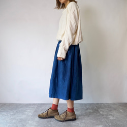 褶皺半身裙 / 藍色 / Mikawa Textile 第8張的照片