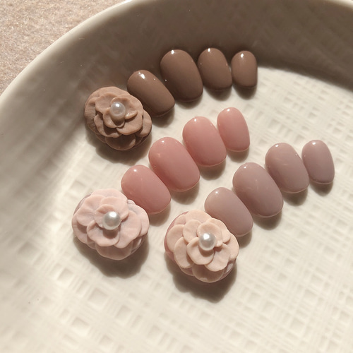 ネイルチップ ぷっくり フラワー 3D ブライダル オフィス 結婚式 卒業