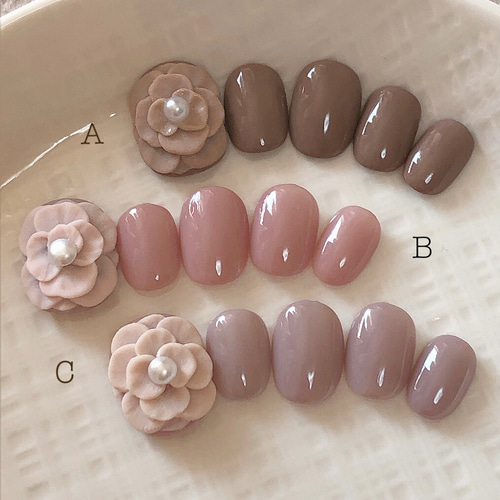 ネイルチップ ぷっくり フラワー 3D ブライダル オフィス 結婚式 卒業