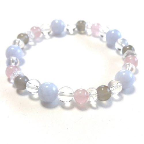 ブルーレースアゲート×ディープローズクォーツ×グレームーンストーンの