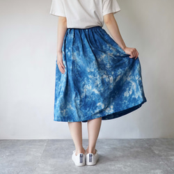 褶皺半身裙 / 藍色斑駁 / Mikawa Textile 第5張的照片
