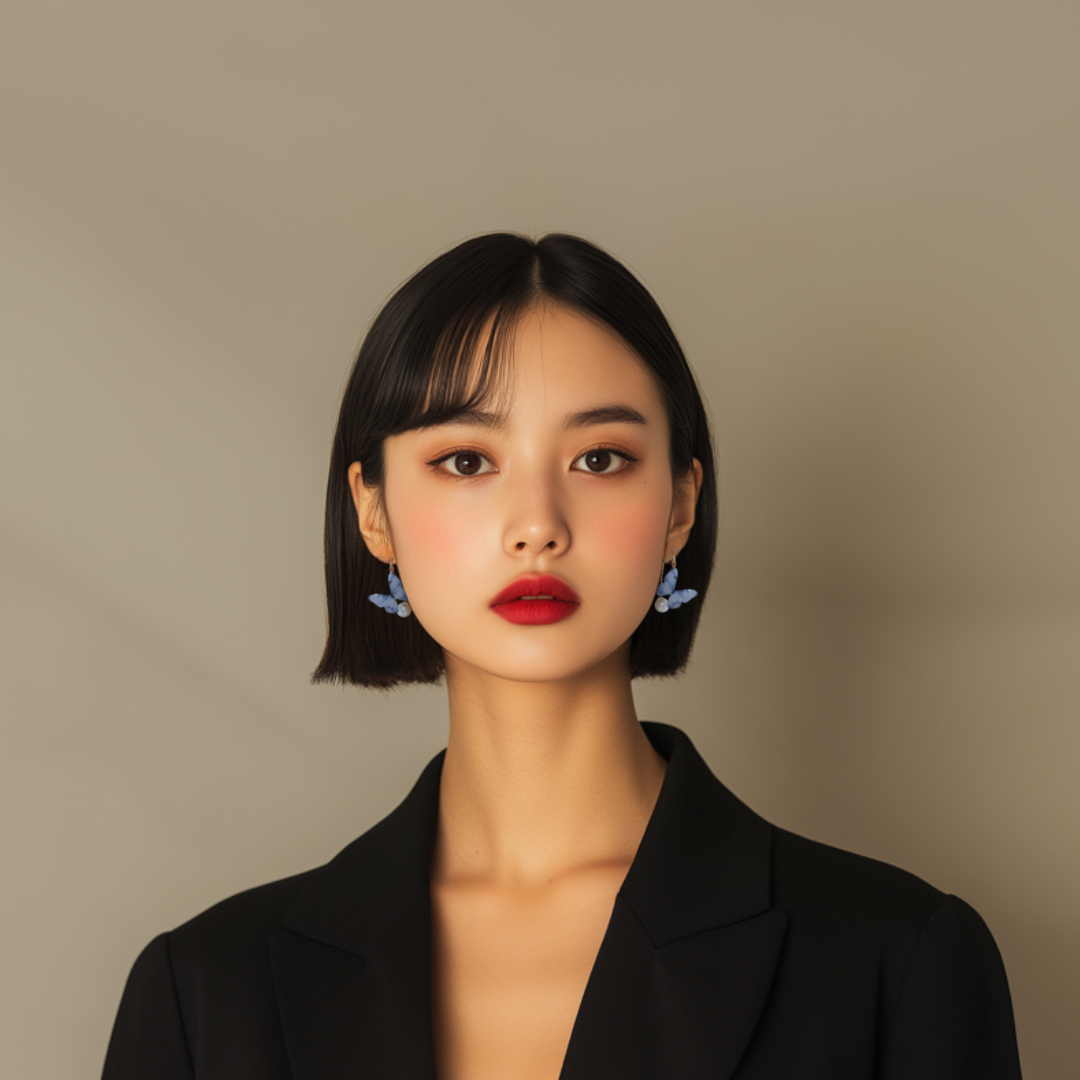 デニムブルーの羽 (フック&パール) 4,590円