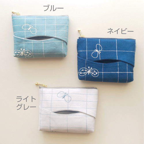 mina perhonen choucho ポーチ　大小　タグ有　　リネン　正規 mina perhonen choucho ポーチ 大小 タグ有 リネン 正規 mina perhonen