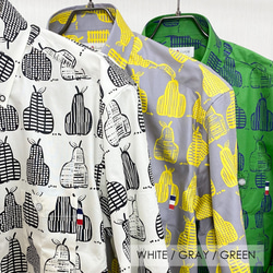 【日本製】ラフランス プリントシャツ　【コットン100％】【ユニセックス】【グリーン】 6枚目の画像