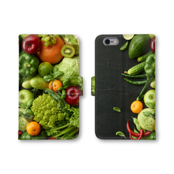 送料無料 スマホケース 手帳型 スマホカバー 野菜柄 iPhone android 2枚目の画像