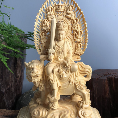文殊菩薩 普賢菩薩 供養品 木彫仏像 仏教美術 置物 彫刻 芸彫閣 文殊菩薩 普賢菩薩 供養品 木彫仏像 仏教美術 置物 彫刻 芸彫閣